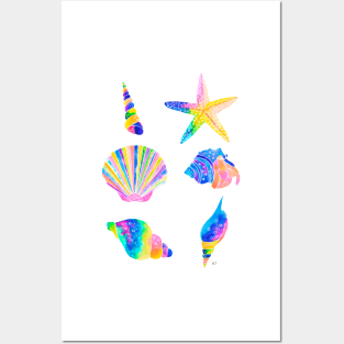 Seashells Pattern - Bright Rainbow Posters and Art